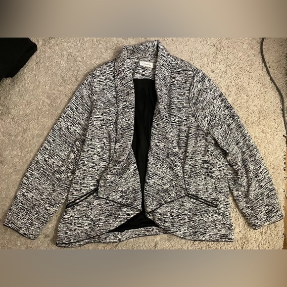 CALVIN KLEIN black white long sleeve blazer jacket 2x plus - Picture 1 of 5